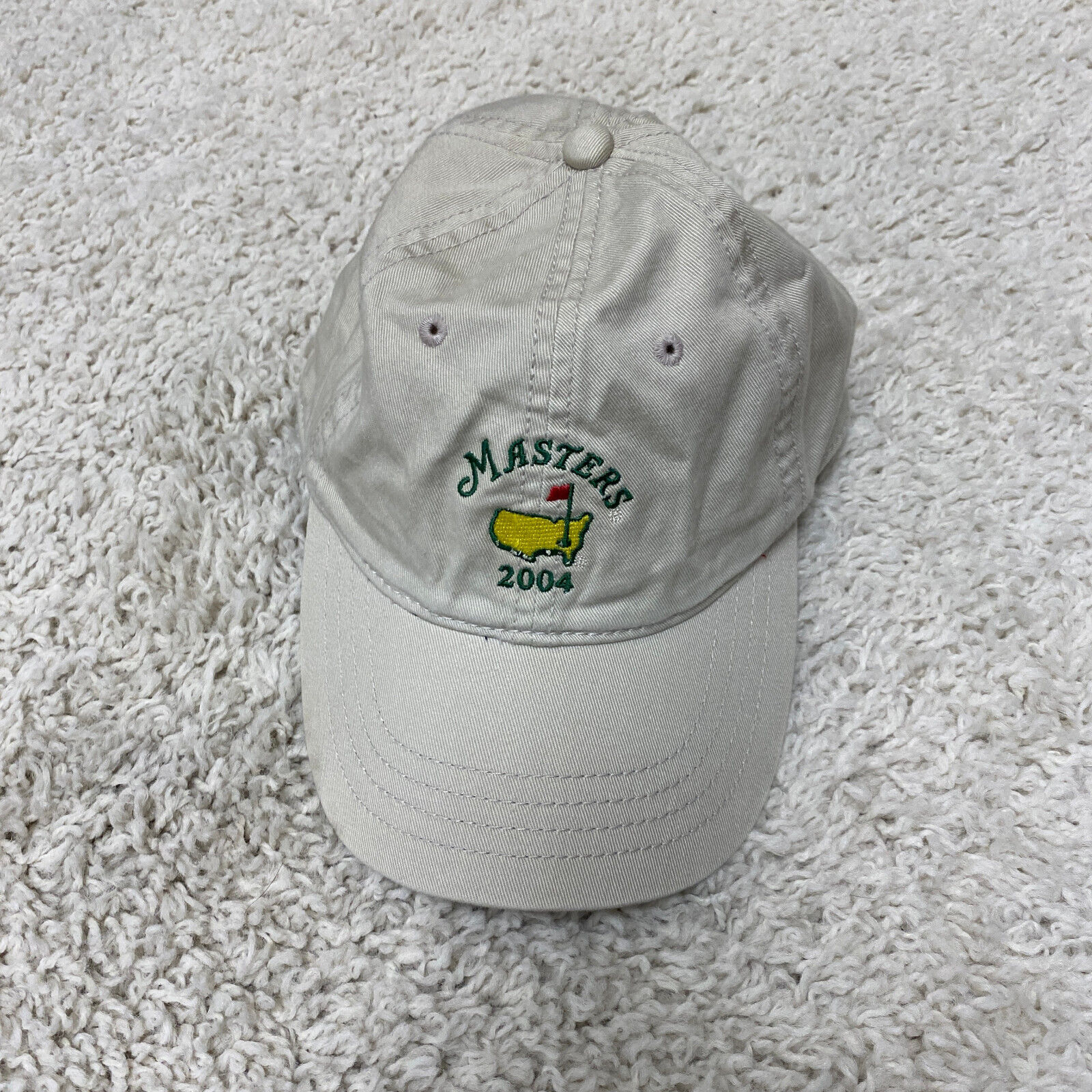 VTG The Masters Hat Beige Tan Yellow Green Strapb… - image 3