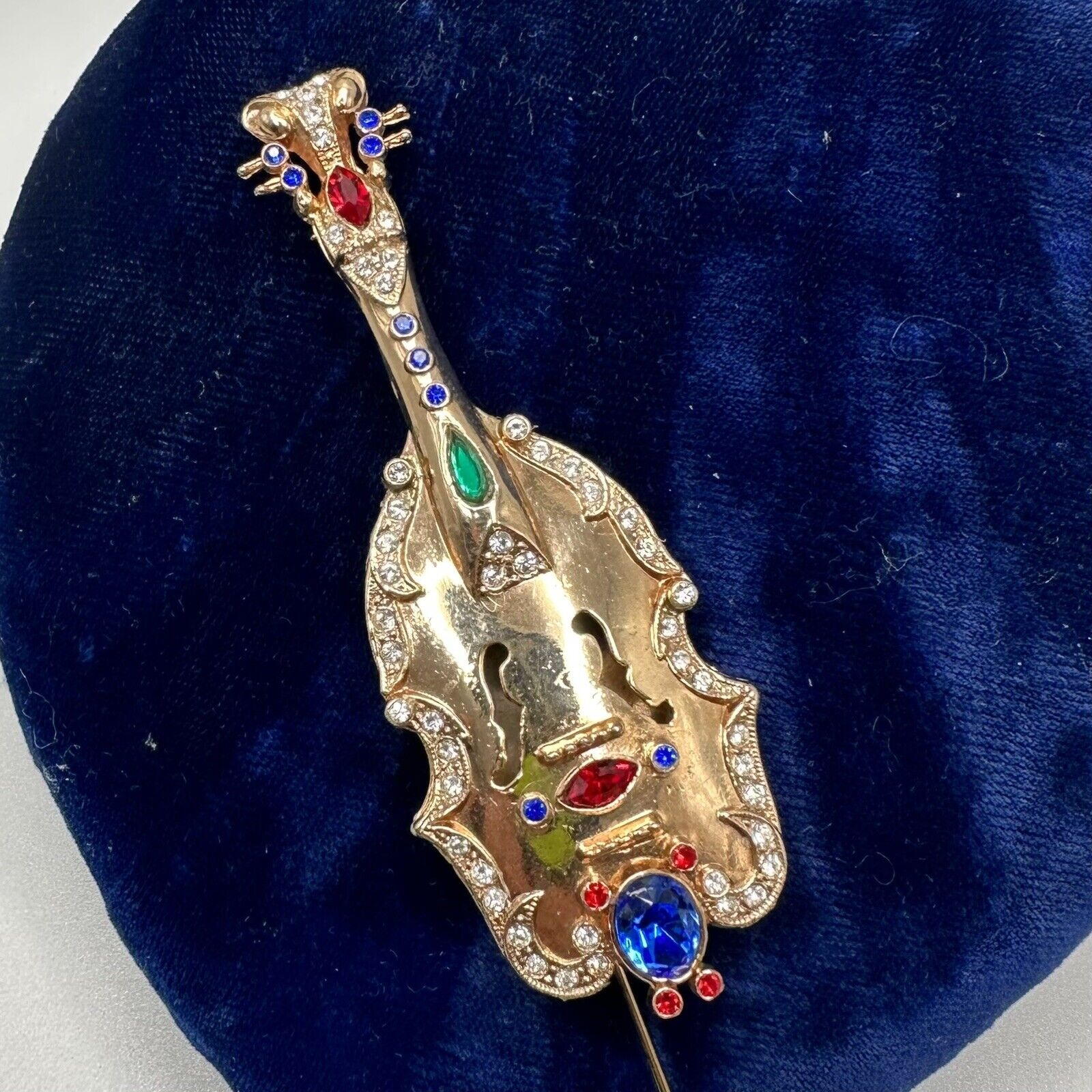 Vintage Coro Violin Brooch Carnegie Hall Gold Ton… - image 13