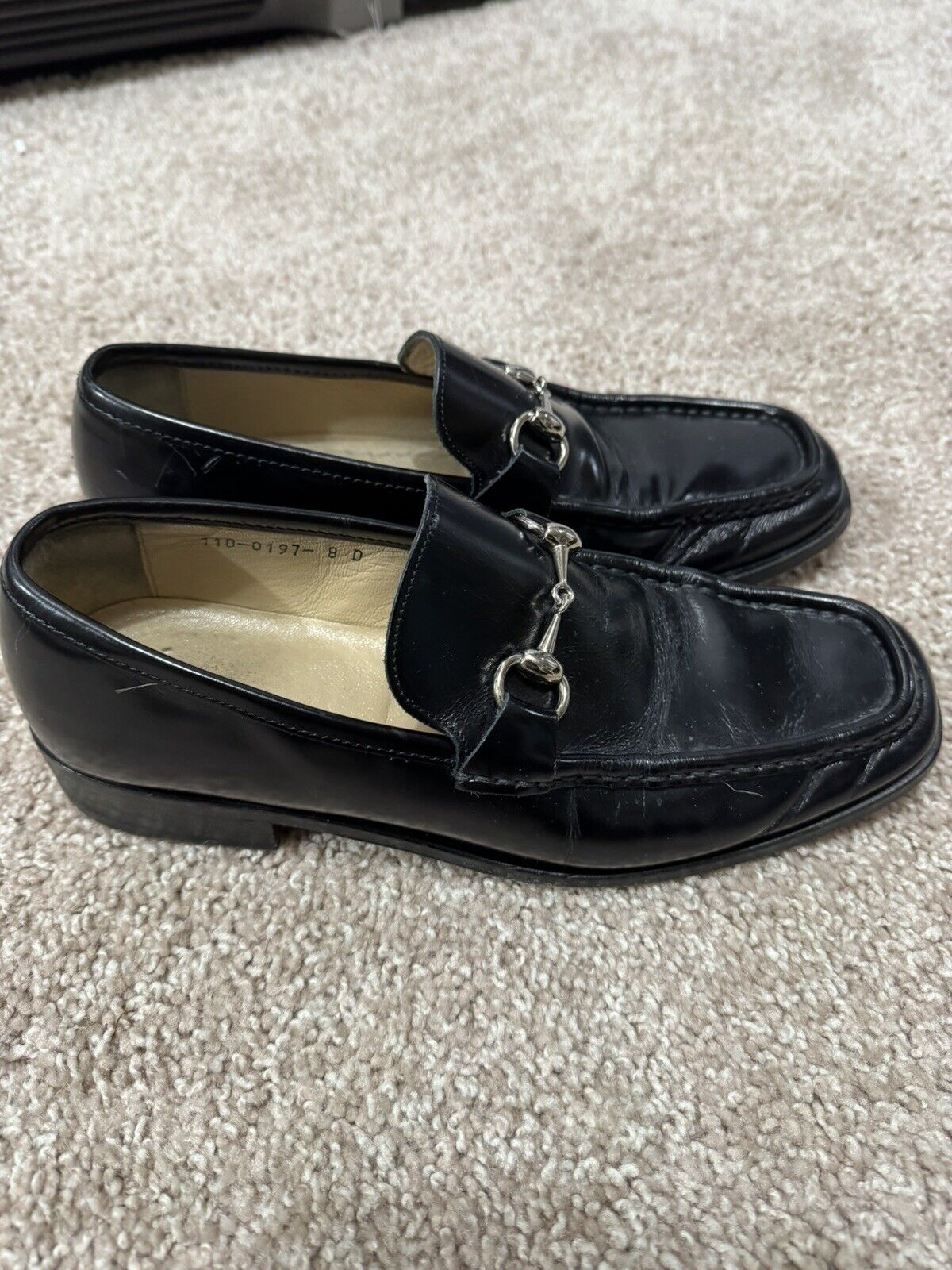 GUCCI Mens Vintage Black Leather Loafers Sz 8 D - image 6