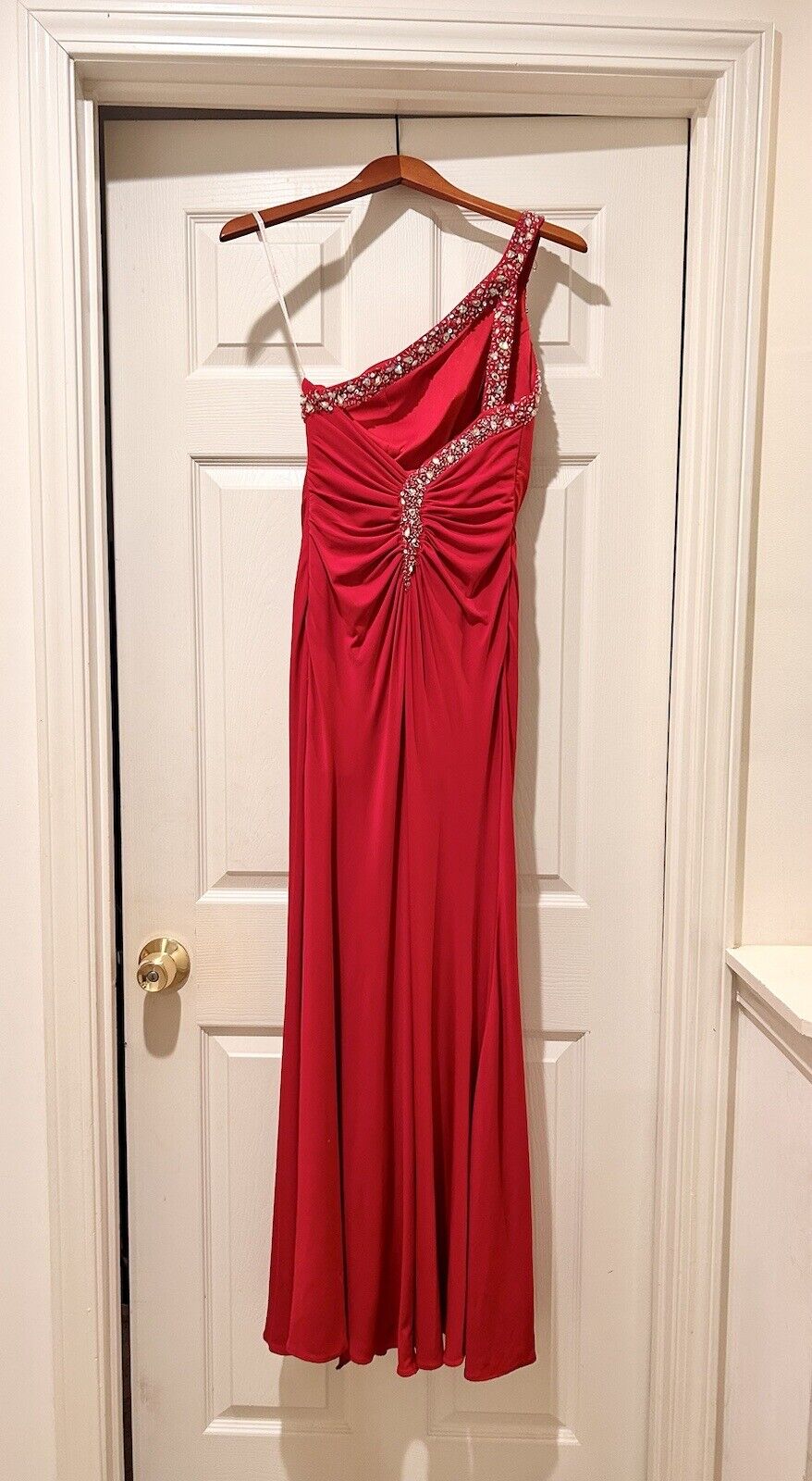 Formal Floor Length, One shoulder, Red Gown with … - image 5