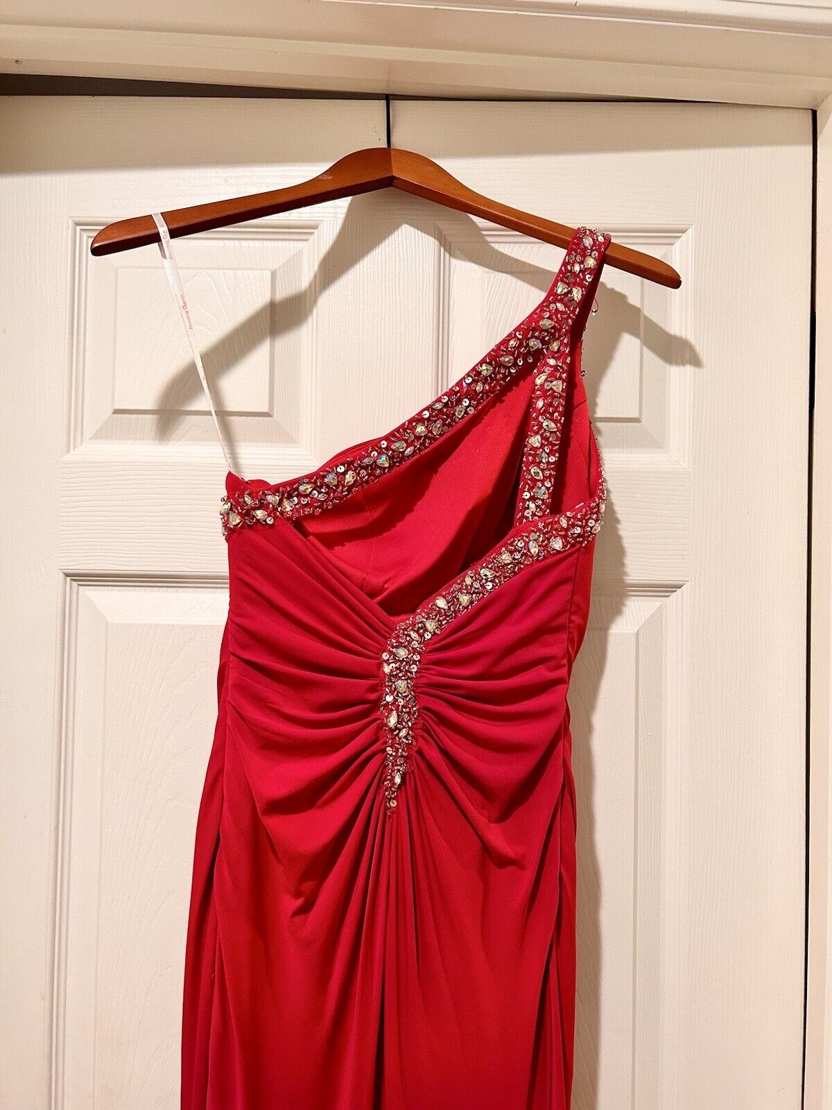 Formal Floor Length, One shoulder, Red Gown with … - image 6