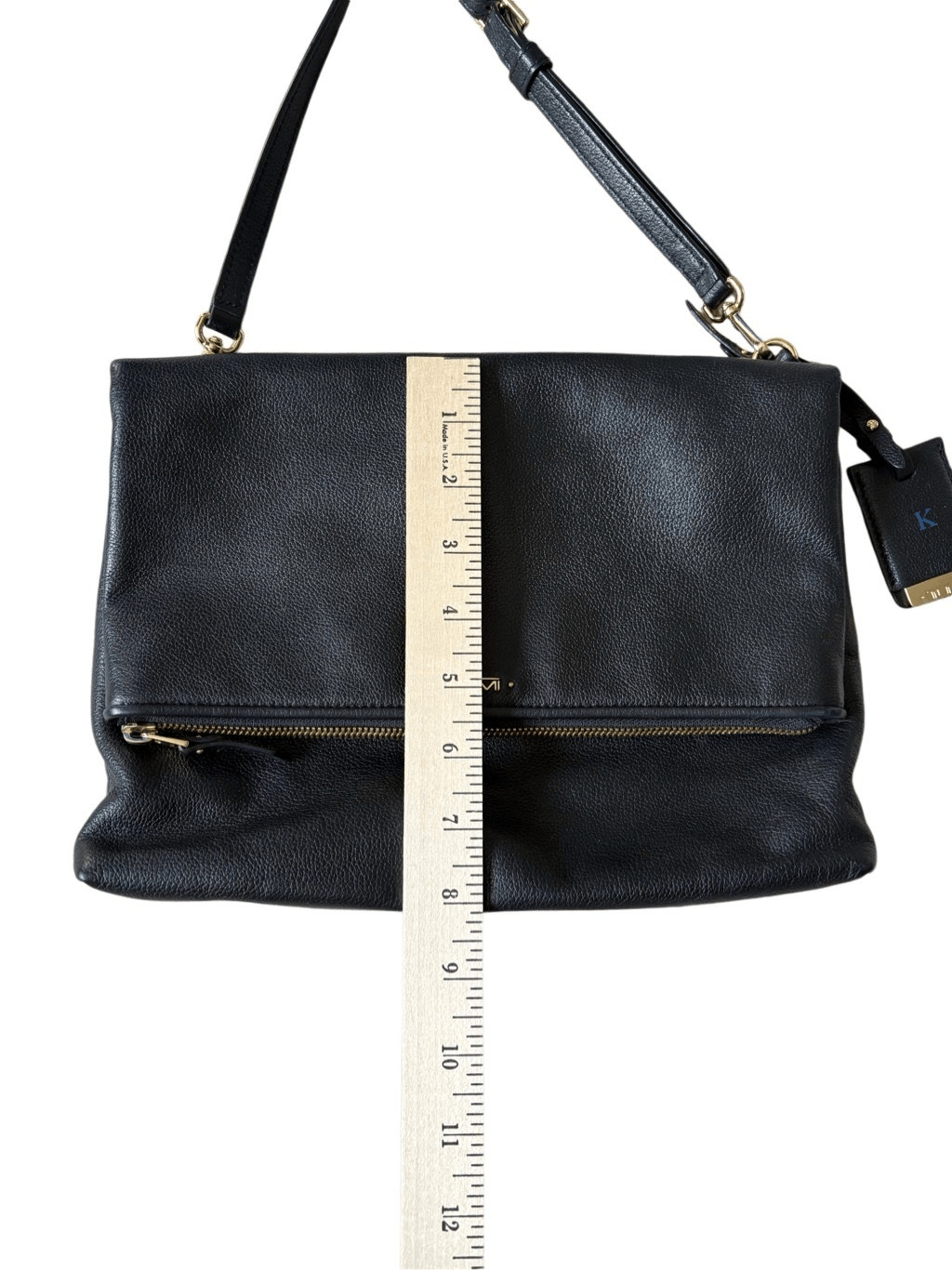 TUMI Leather Crossbody Bag Black Voyauger - image 6