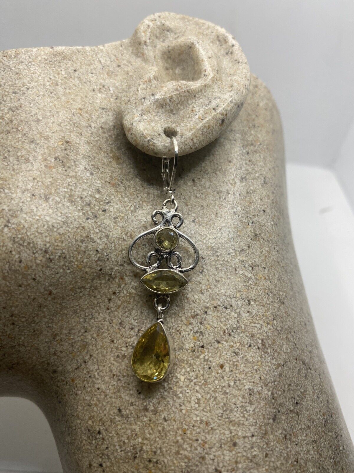 Vintage Citrine earrings Deco 925 Sterling - image 3