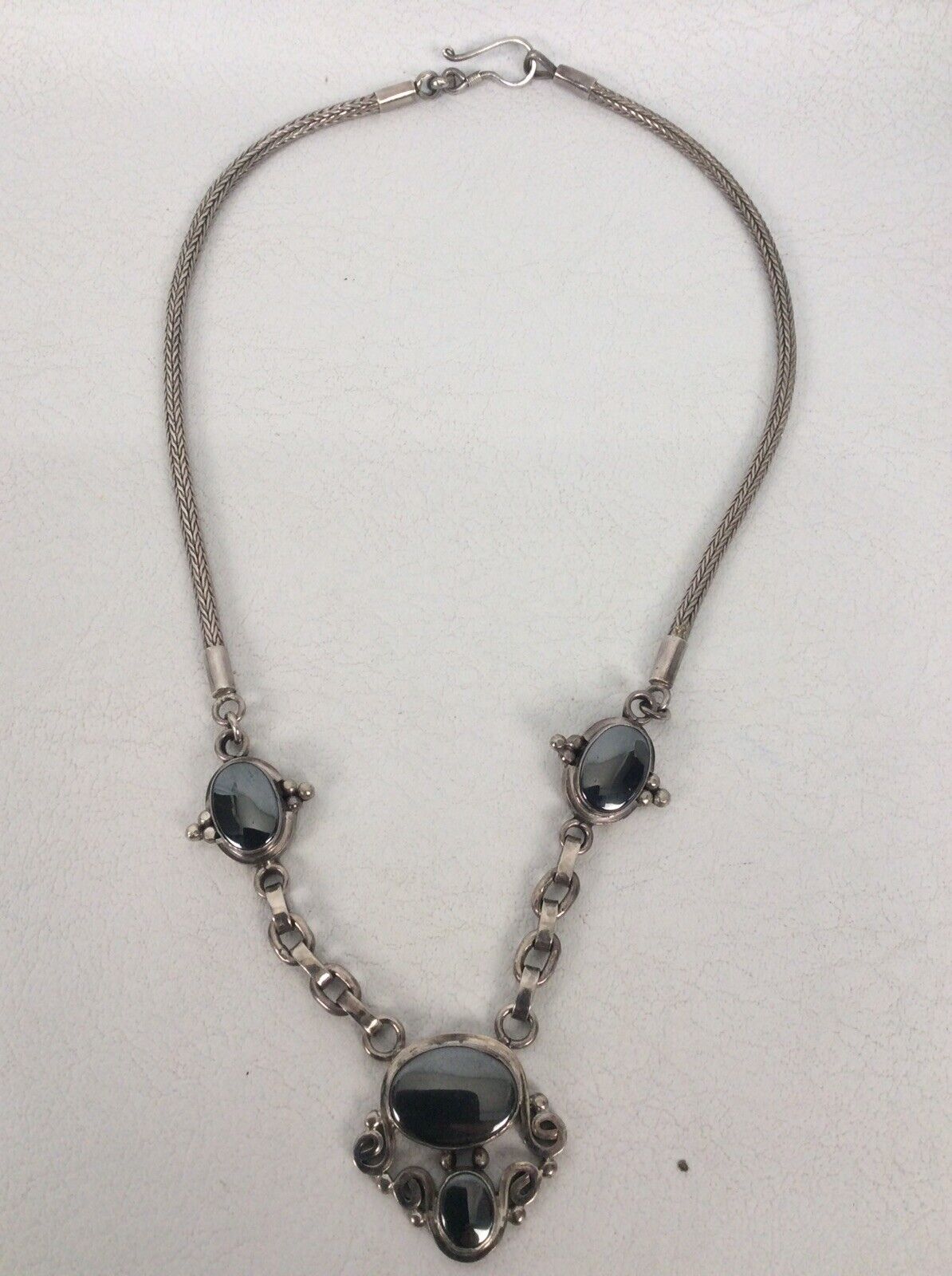 Gorgeous sterling Silver 925 Hematite Necklace - image 2