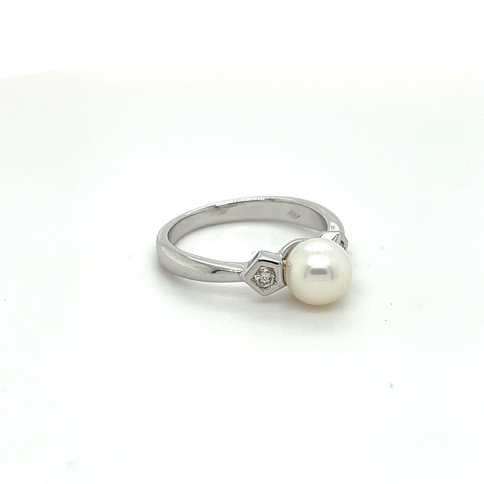 Cultured Pearl Genuine Diamonds Solid 14k White G… - image 4