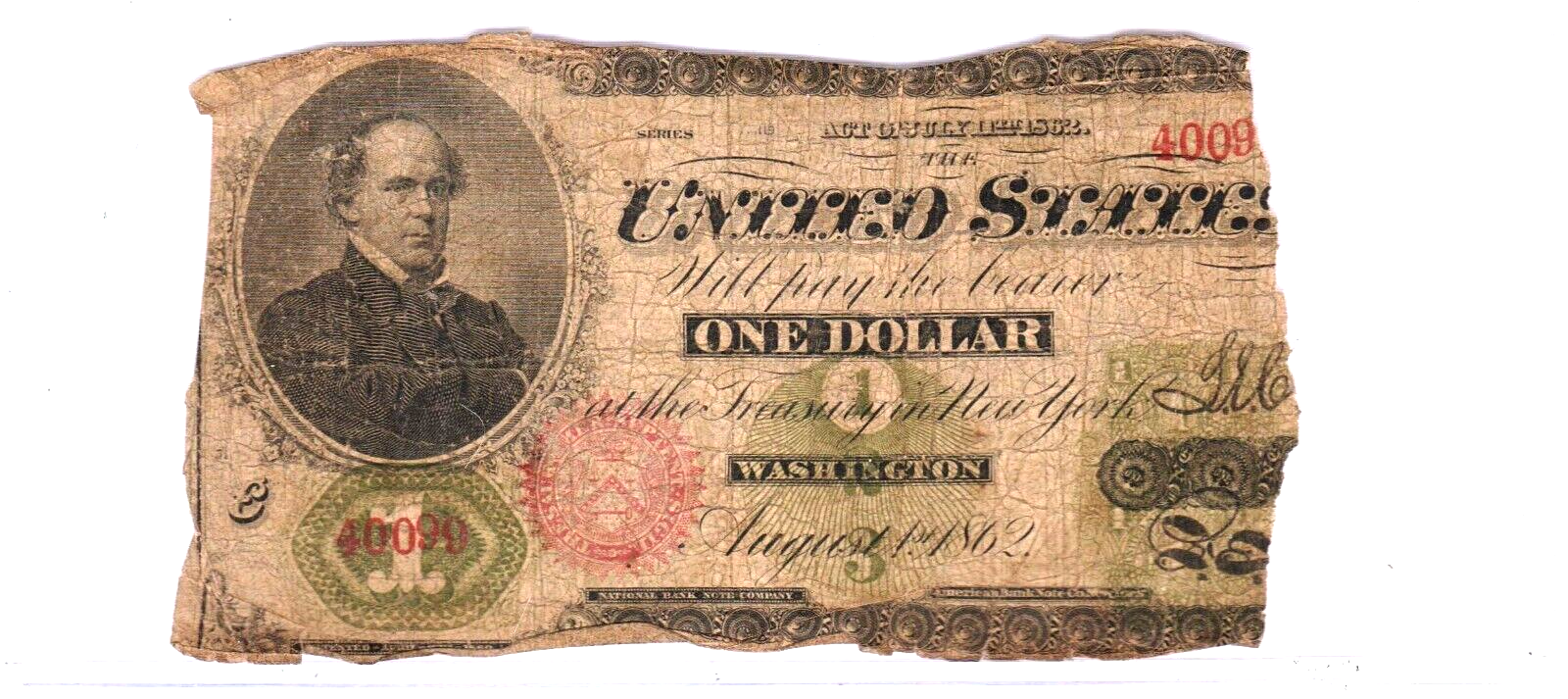 RARE UNITED STATES 1862 ONE DOLLAR TORN IN HALF AS SEEN | eBay