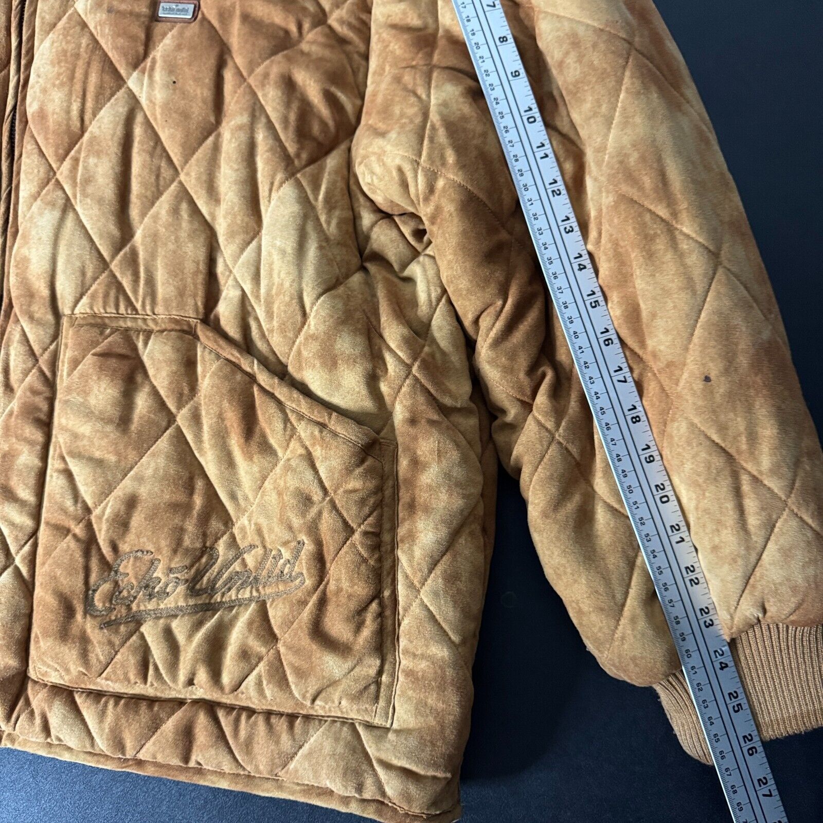 Vtg 90s Ecko Puffer Coat 3XL Mens Brown Faux Sued… - image 8