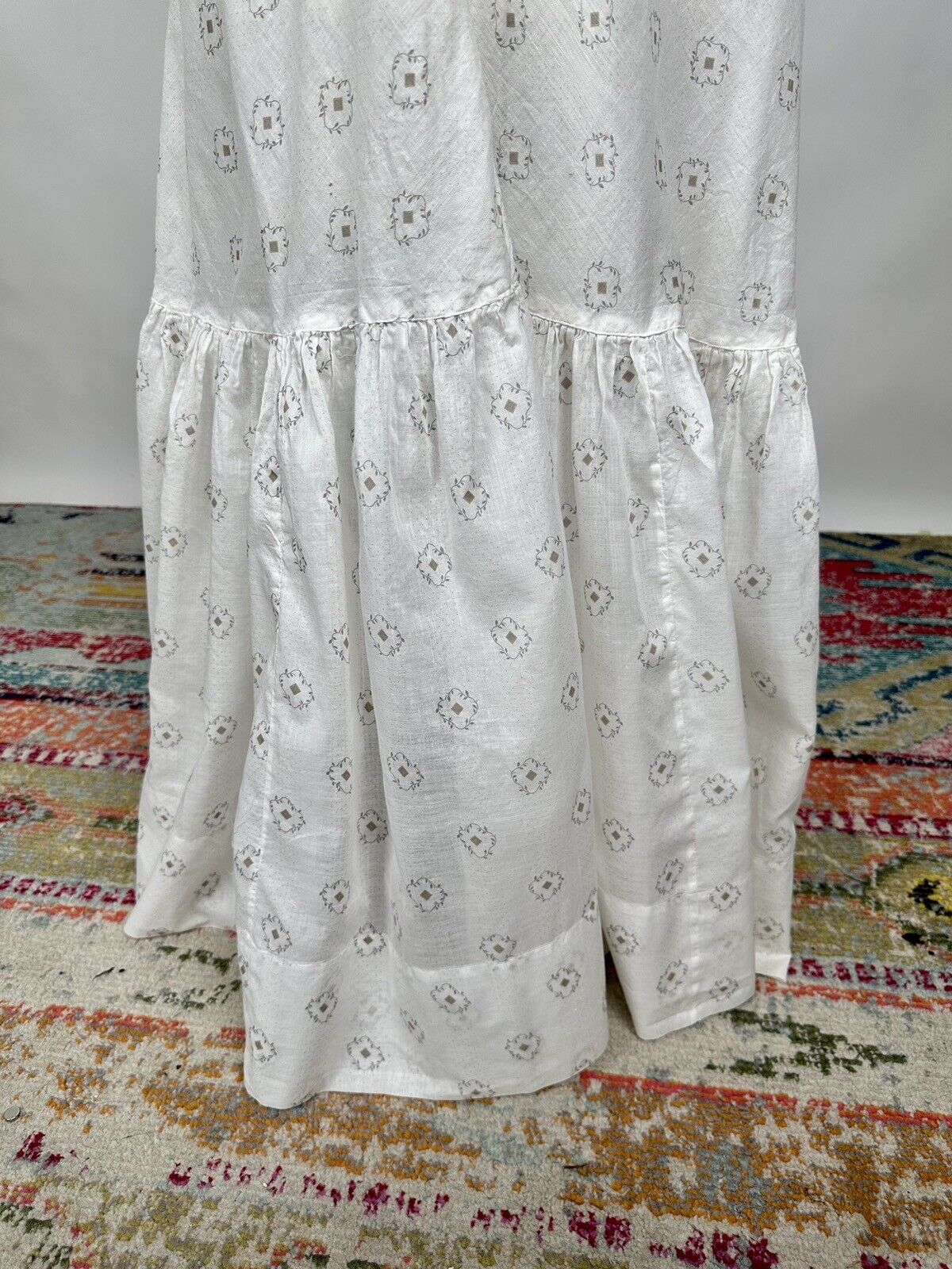 Antique Edwardian 1900s White Cotton Printed Unde… - image 11