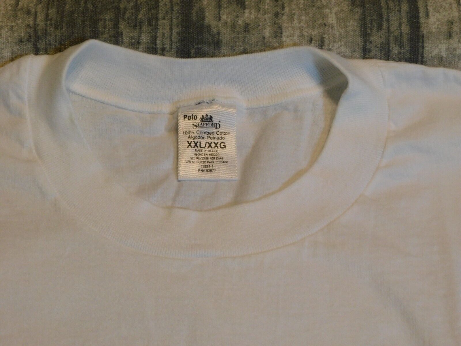 VTG SINGLE STITCH POLO STAFFORD T SHIRT WHITE BLA… - image 2