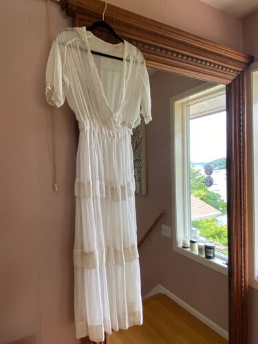 Antique Edwardian sheer white cotton voile dress - image 1