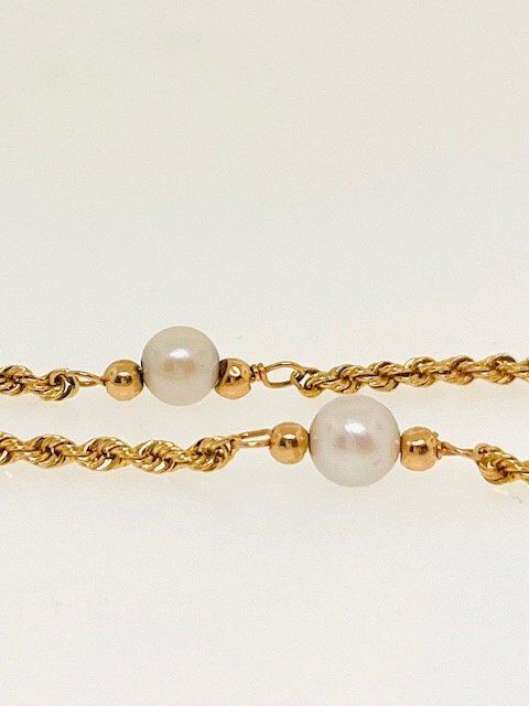 14K Yellow Gold Bracelet With Pearls - image 4