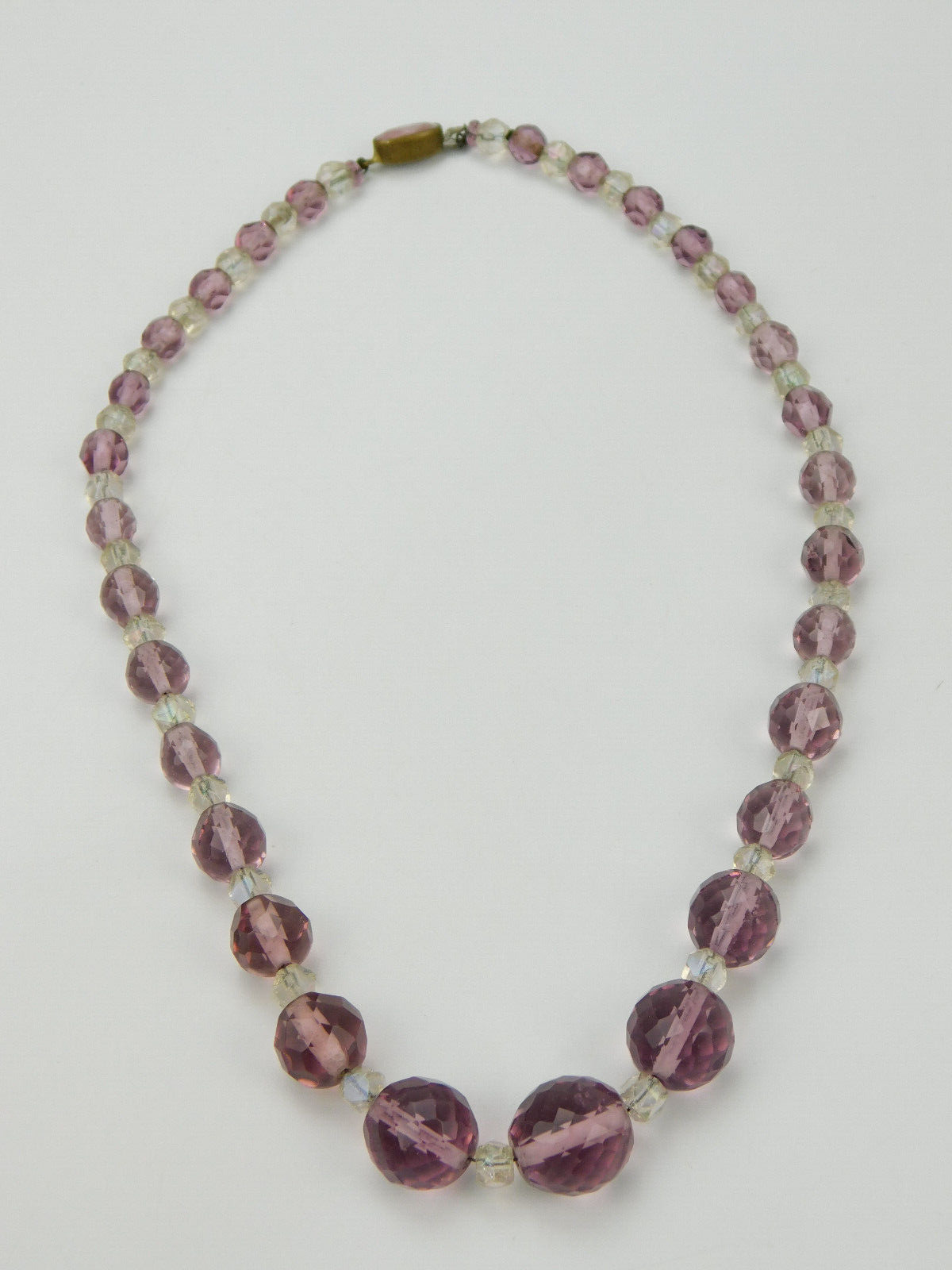 Antique Czech Purple Faceted Beaded 15" Choker Ne… - image 1