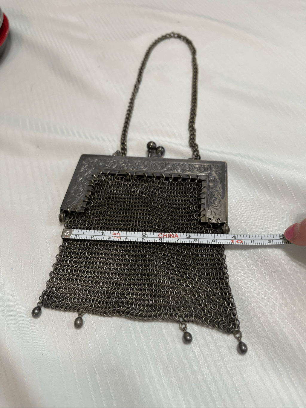 Antique 1900s Vintage German Silver Mesh Bag/Purs… - image 5