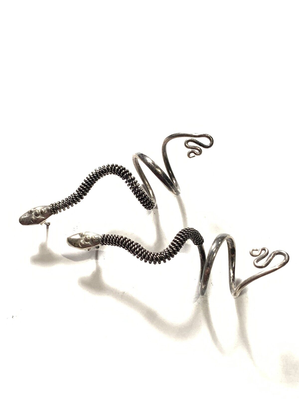 925 Sterling Silver Coiled Snake Earrings - image 2