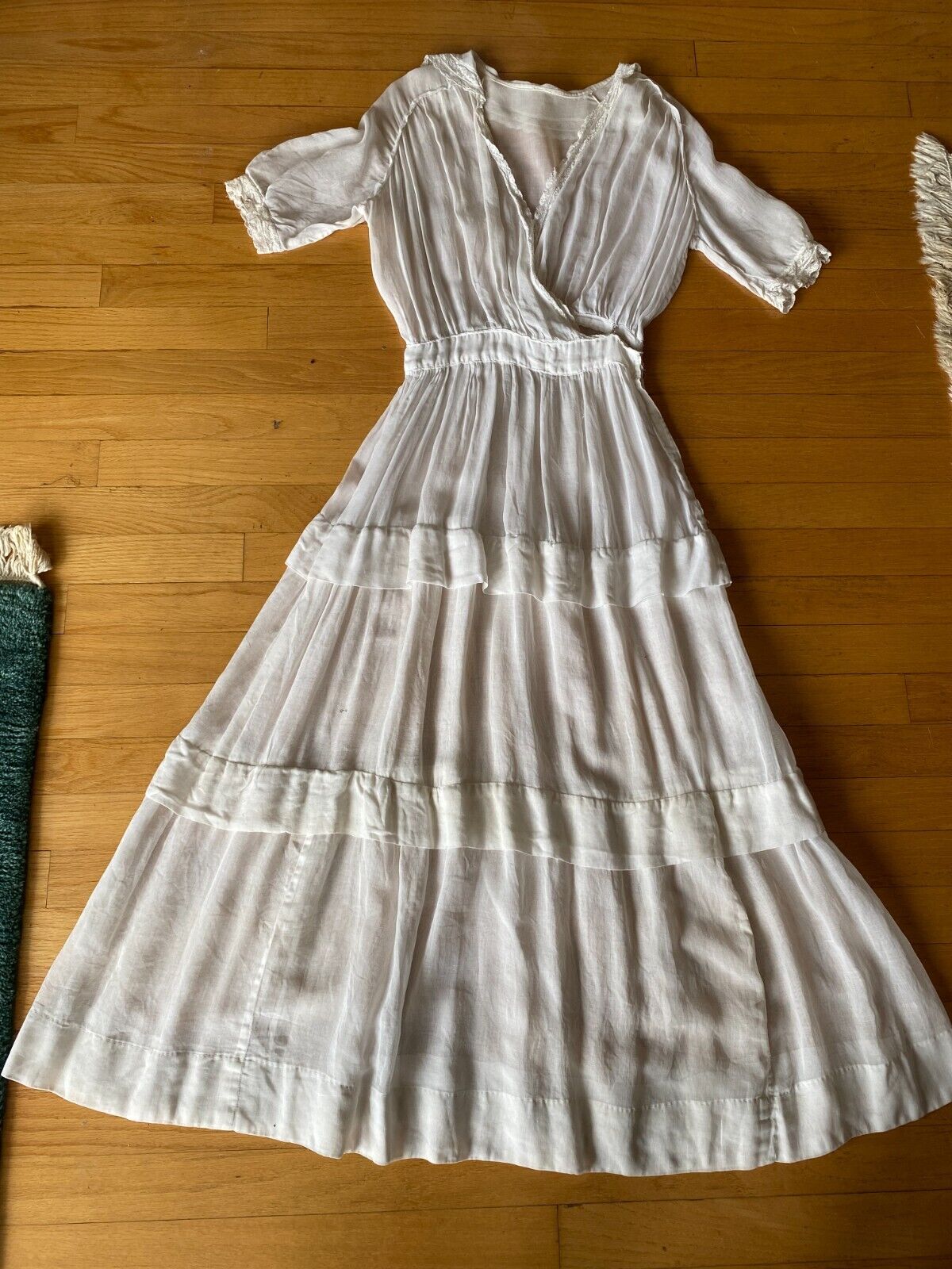 Antique Edwardian sheer white cotton voile dress - image 2