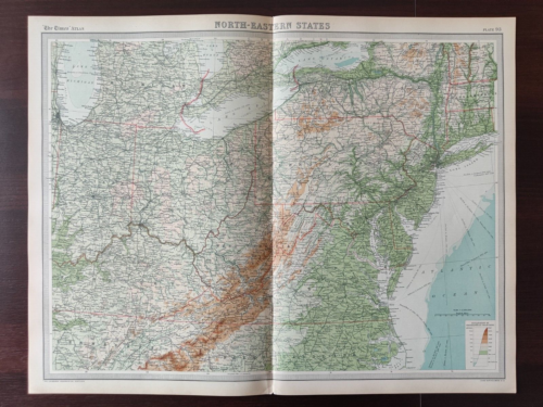 VINTAGE MAP-THE TIMES ATLAS OF THE WORLD-USA-NORTH EASTERN -OVERVIEW ...