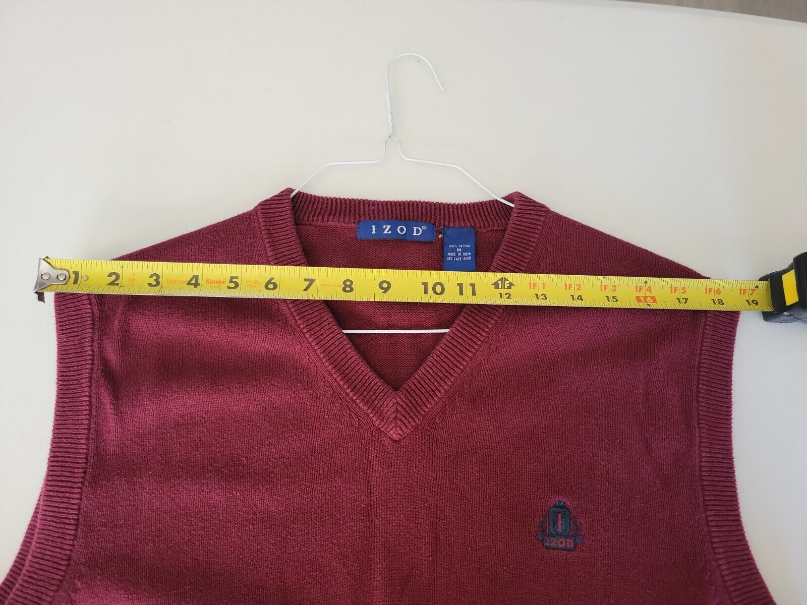 Mens Izod 90s Sweater Vest Sz M Burgandy Red - image 4