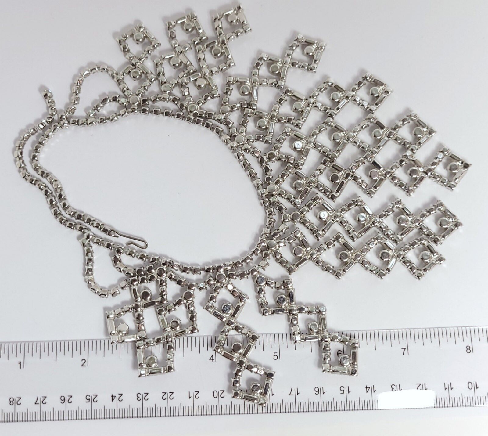 Clear Rhinestone Bib Necklace vintage statement - image 3