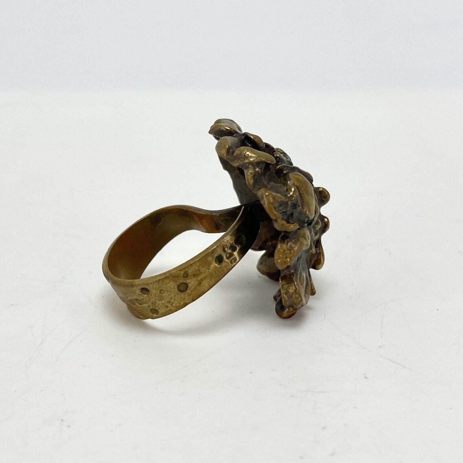 Vtg Brutalist Finnish Bronze Ring Adjustable Hann… - image 2