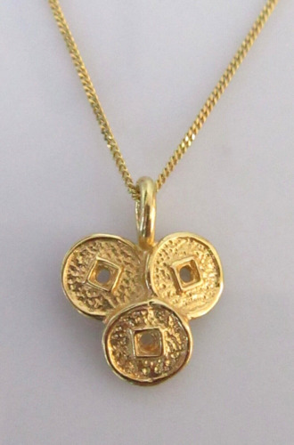 9ct Gold Necklace - 9ct Yellow Gold Abstract Penda