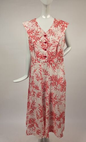 VINTAGE 1950’S RED FLORAL PRINT SUMMER DRESS W RHI