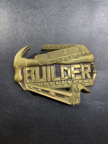 Vintage 1983 Builder Belt Buckle Carpenter Crafts… - image 1