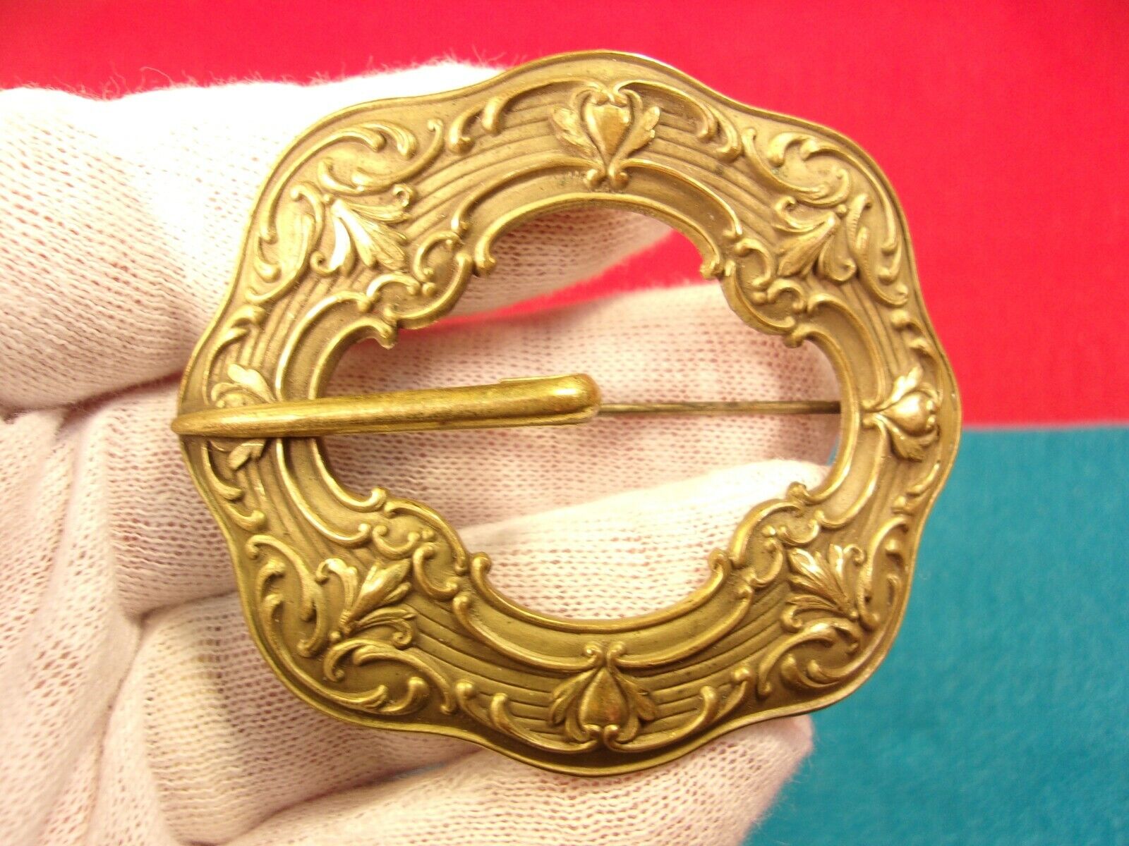 FANTASTIC VTG ANTIQUE ART NOUVEAU DECO GOLD TONED… - image 5