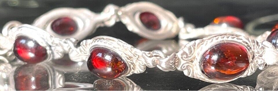 925 STERLING SILVER AND CHERRY AMBER TENNIS BRACE… - image 3