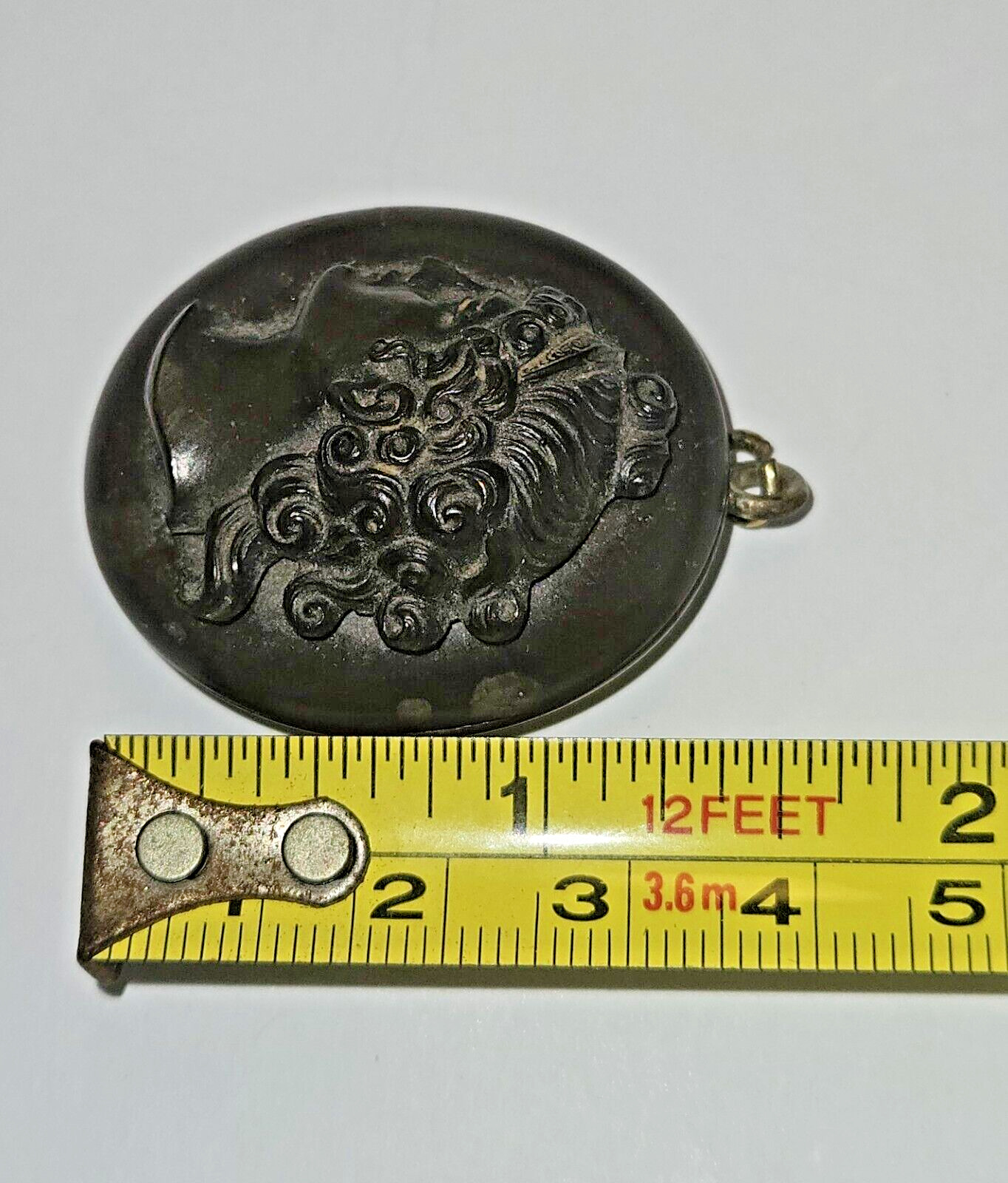 Antique Black MOURNING Pendant Carved VICTORIAN C… - image 3