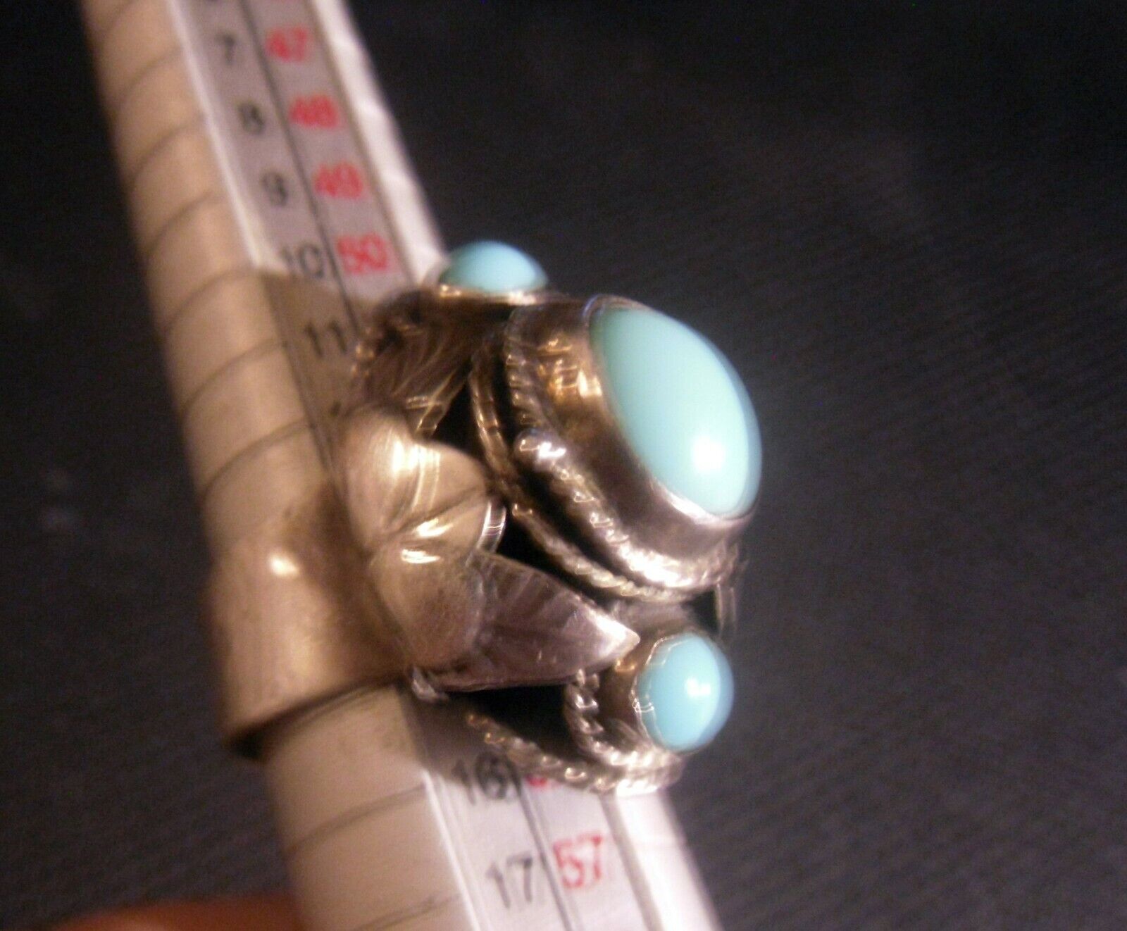 Vintage 3 stone Poison Pill Ring .925 STERLING SI… - image 7