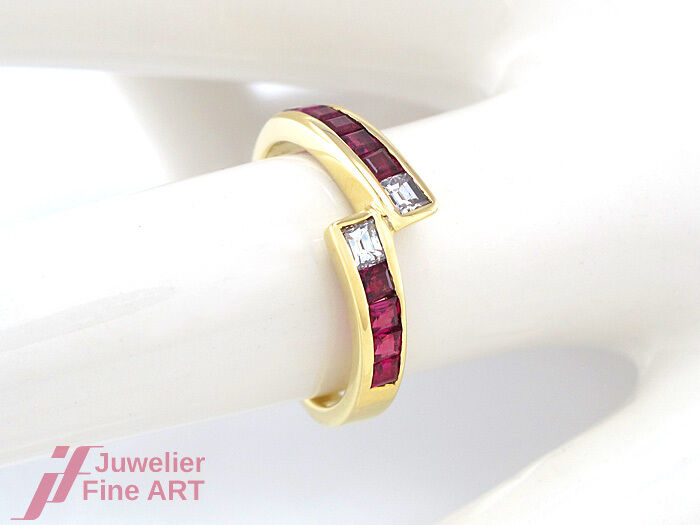 Ring 750/18K Gold -10 Ruby ca.0, 65 CT +2 Diamond… - image 5