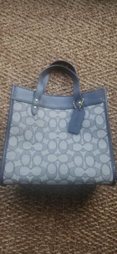 Coach Signature Jacquard 22" Leather Field Tote - 