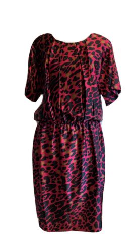 St. John Collection Silk Leopard Print Dress Rasp… - image 1