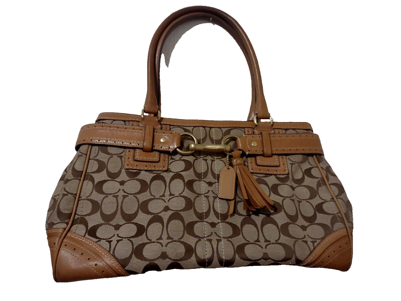 COACH Hampton Signature Satchel Medium Size Handb… - image 1