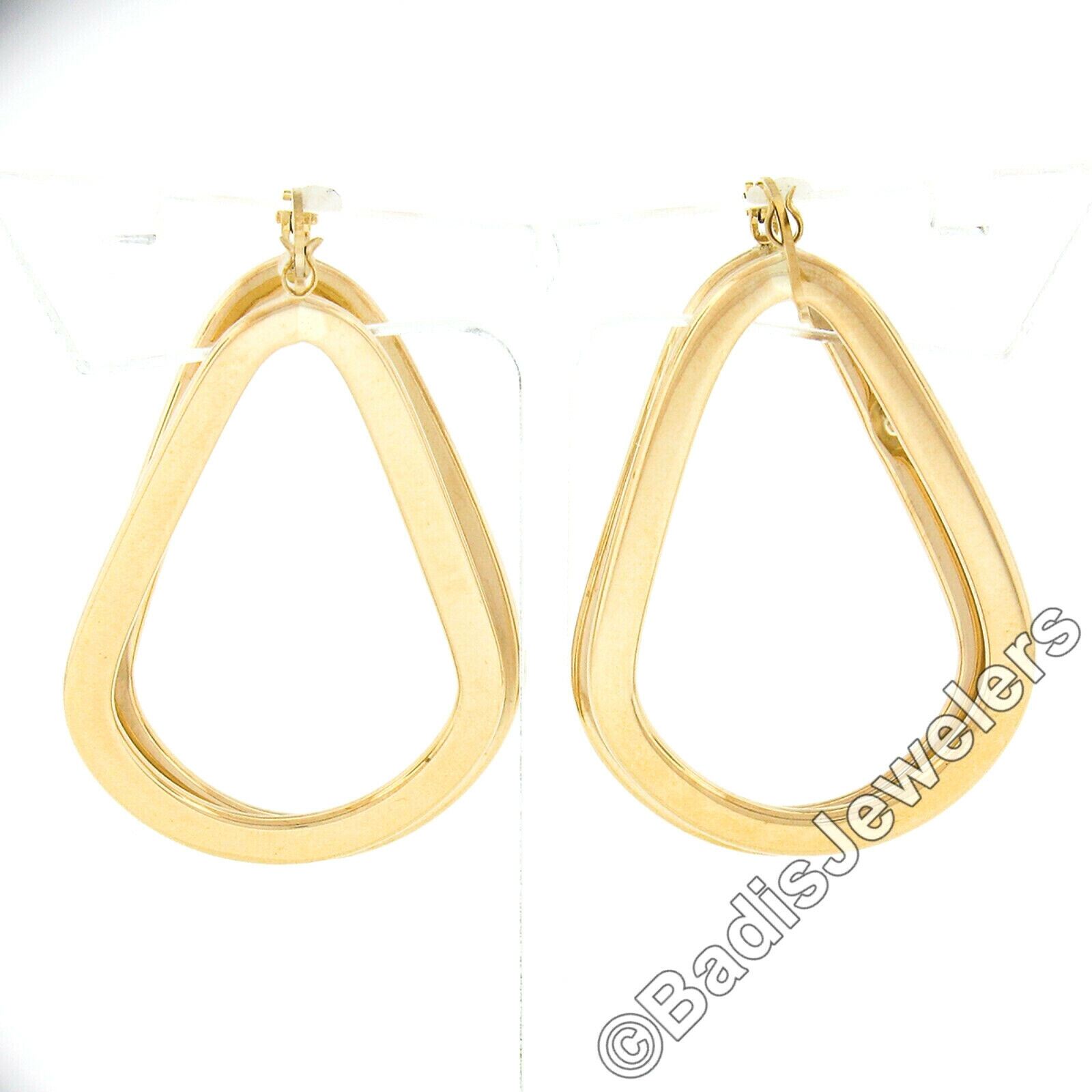 14K Yellow Gold Polished Freeform Off Center 3D O… - image 4