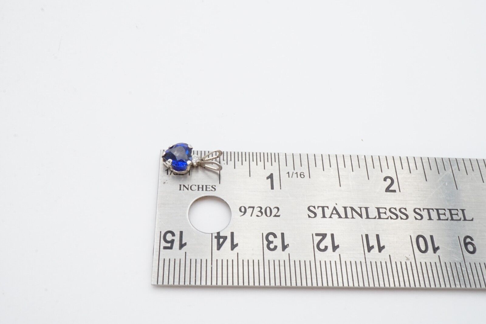 10k White Gold Lab-Created Sapphire CZ Heart Pend… - image 6