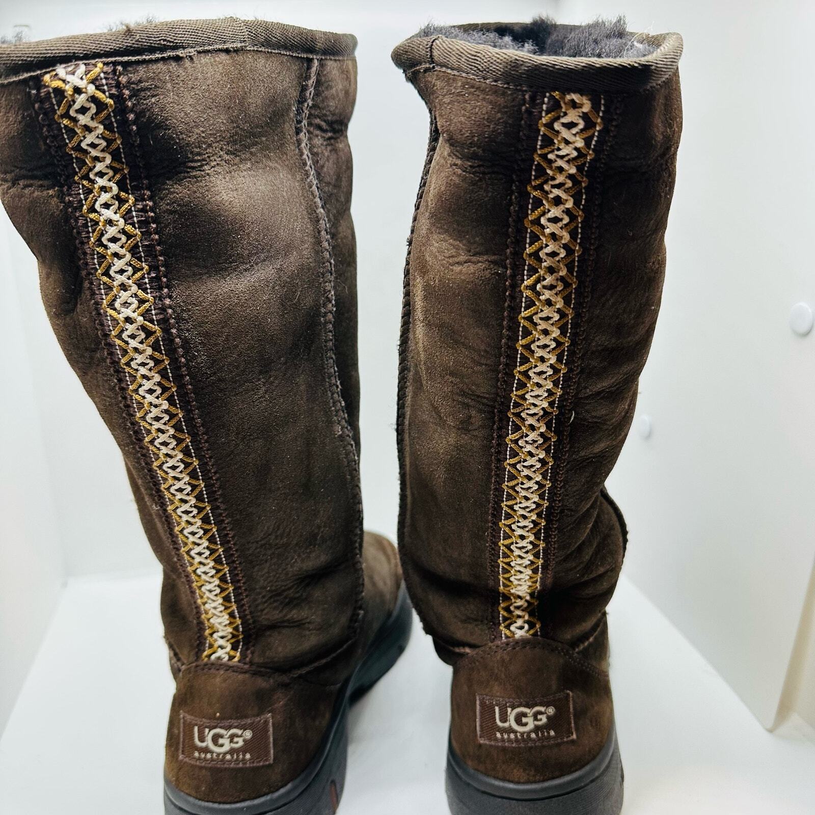 UGG Ultimate Tall Braided Back Chocolate Brown Su… - image 4