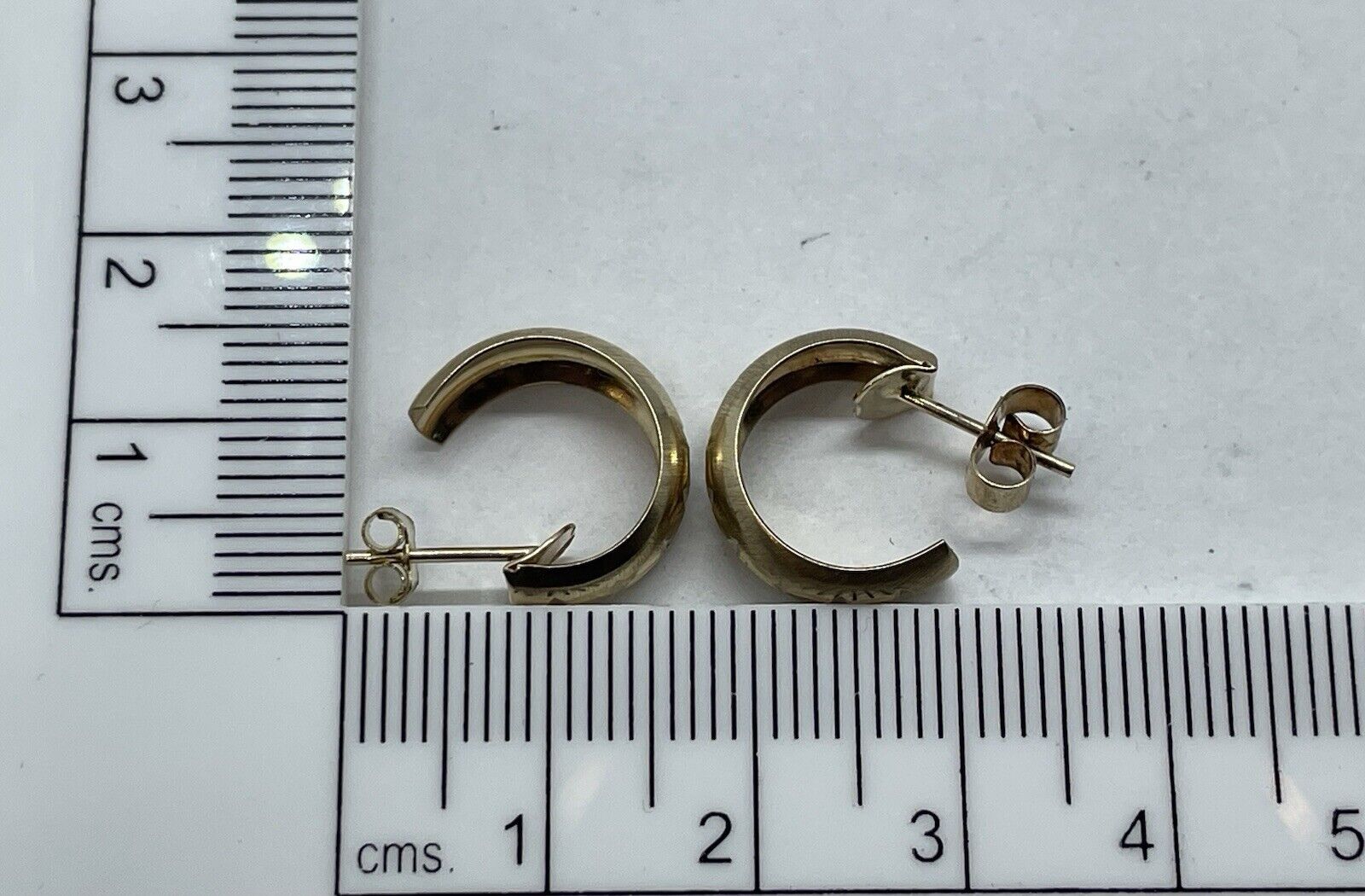 9ct Yellow Gold Wedding Band Hoop Stud Earrings - image 7