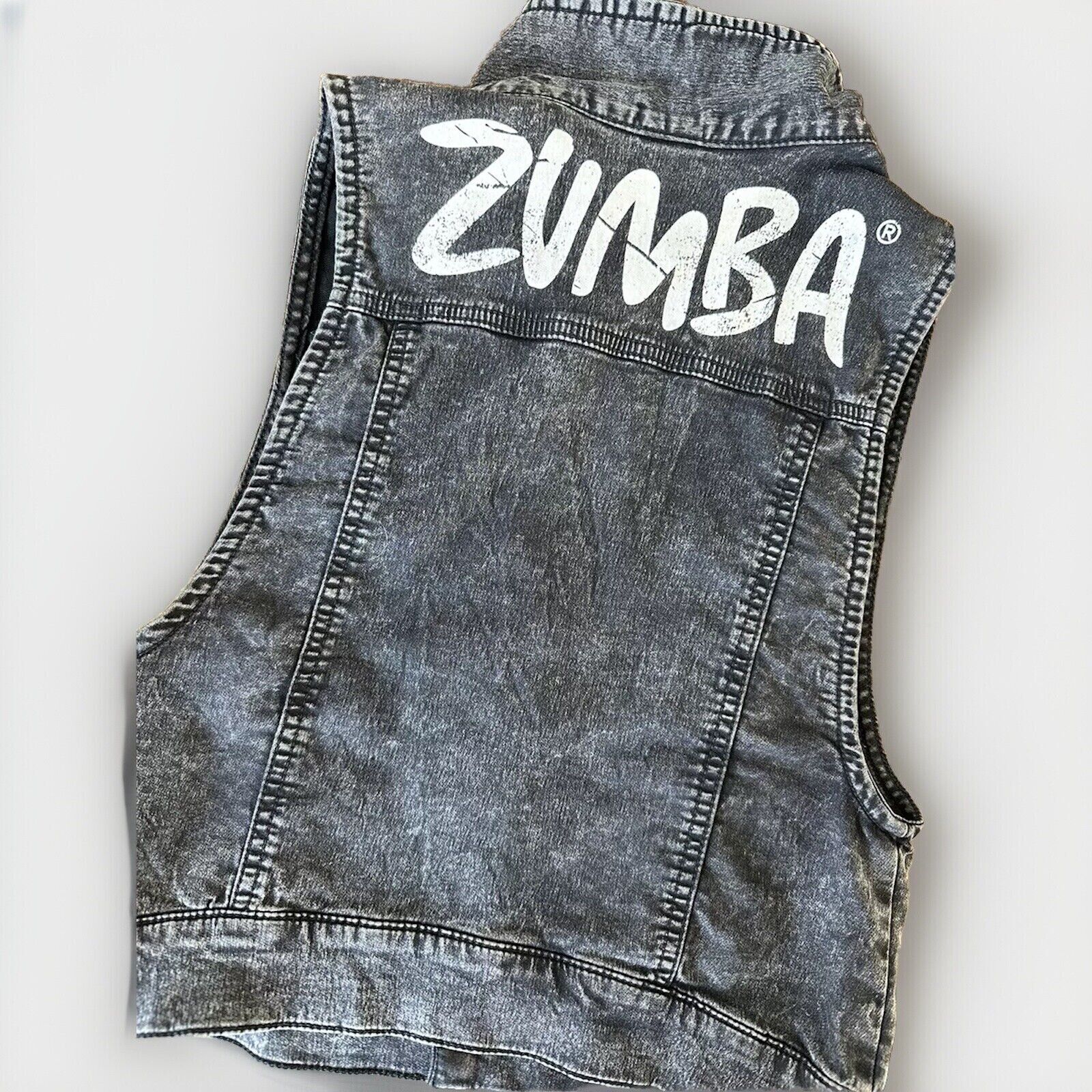 ZUMBA BLACK  DENIM SPORT DANCE WOMEN VEST TOP XS - image 1