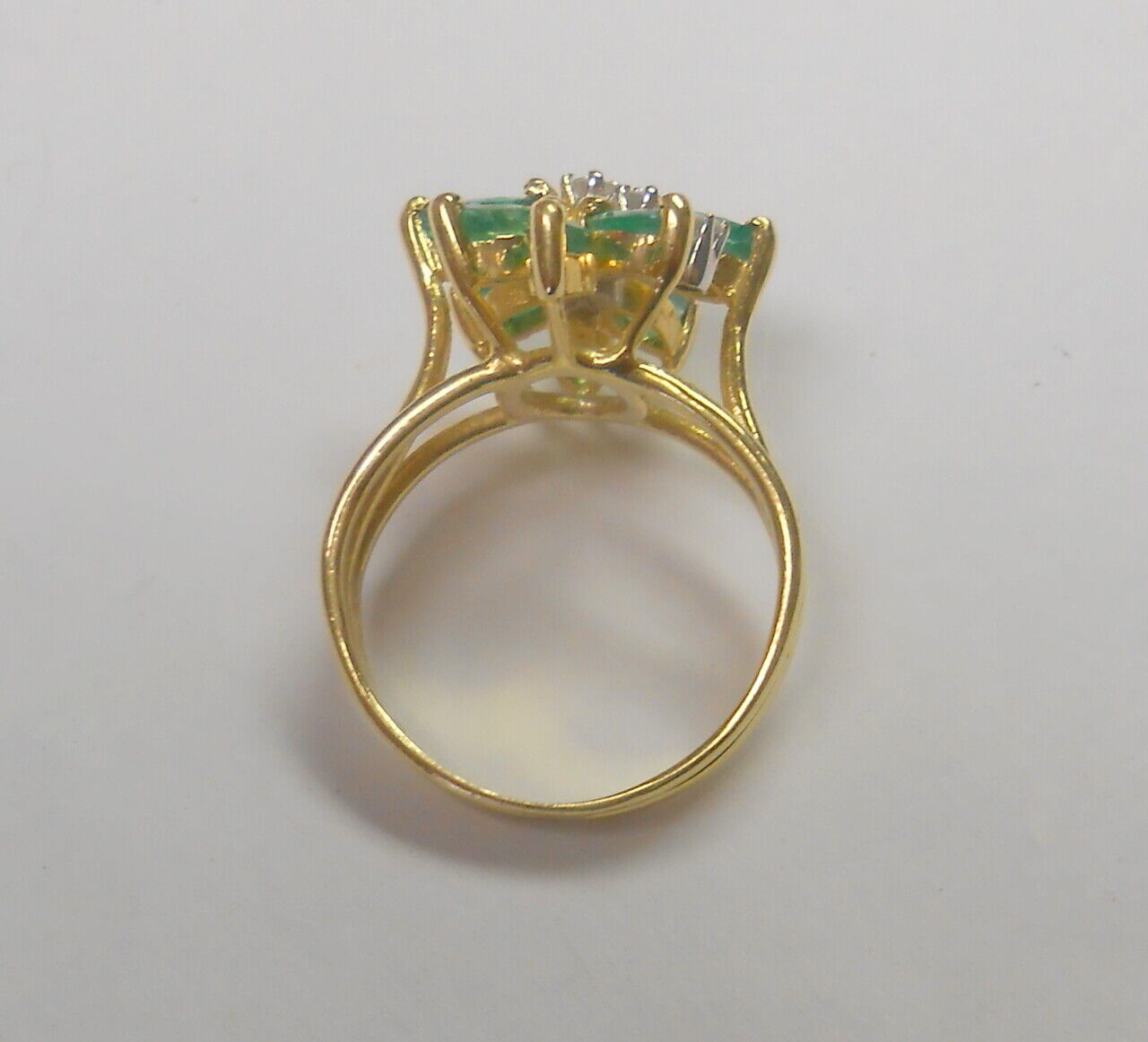 Vintage Emerald & Diamond 585 14K Yellow Gold Lad… - image 8