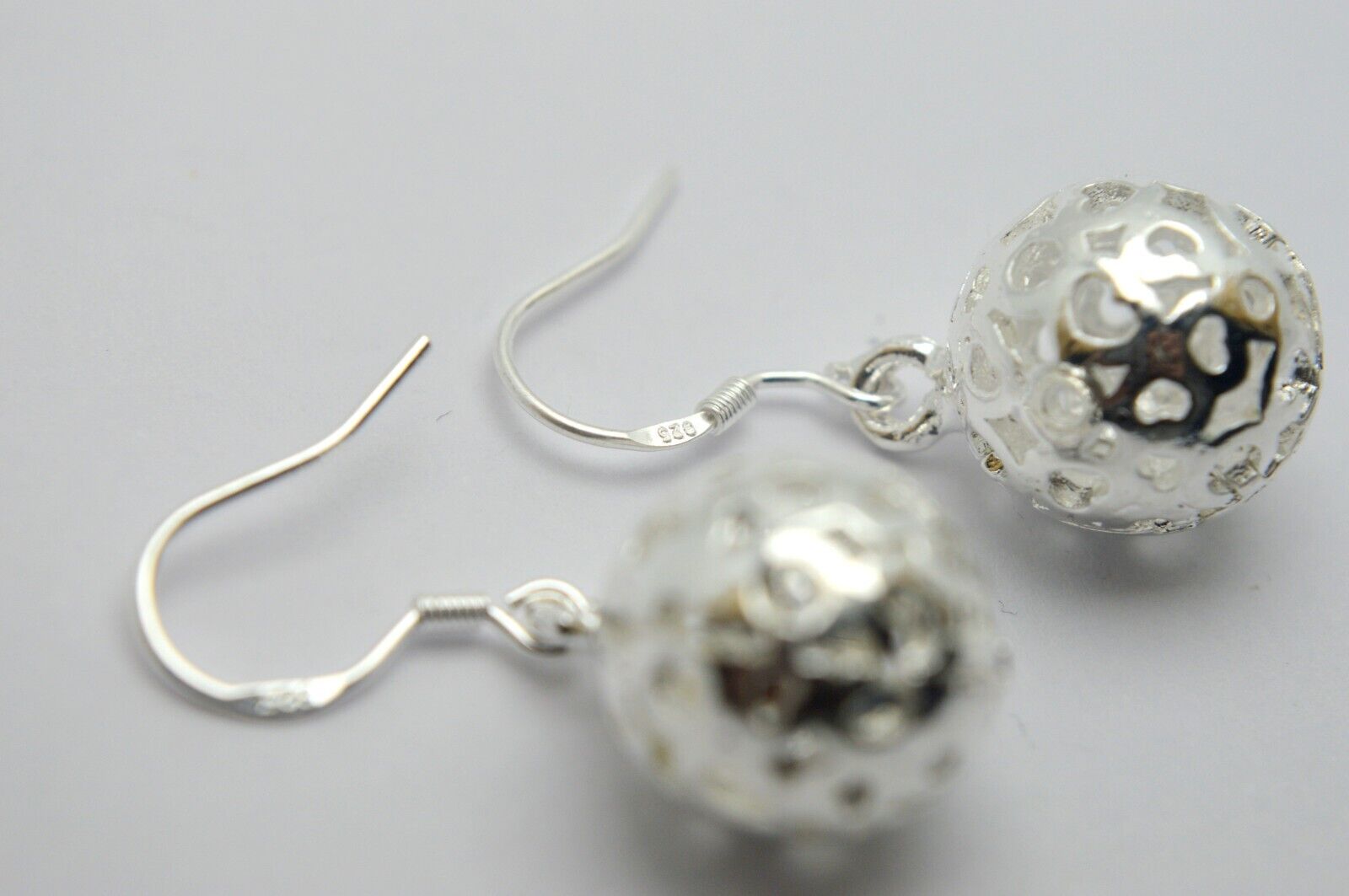 DESIGNER 925 STERLING SILVER ROUND BALL EARRINGS - image 4