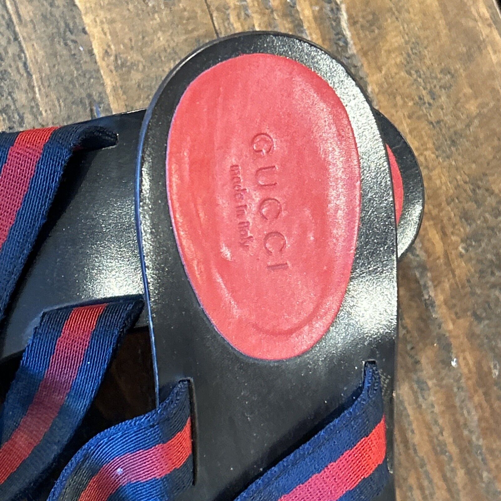 Gucci Double G Slide Black Sandals Size 6.5 Navy/… - image 2