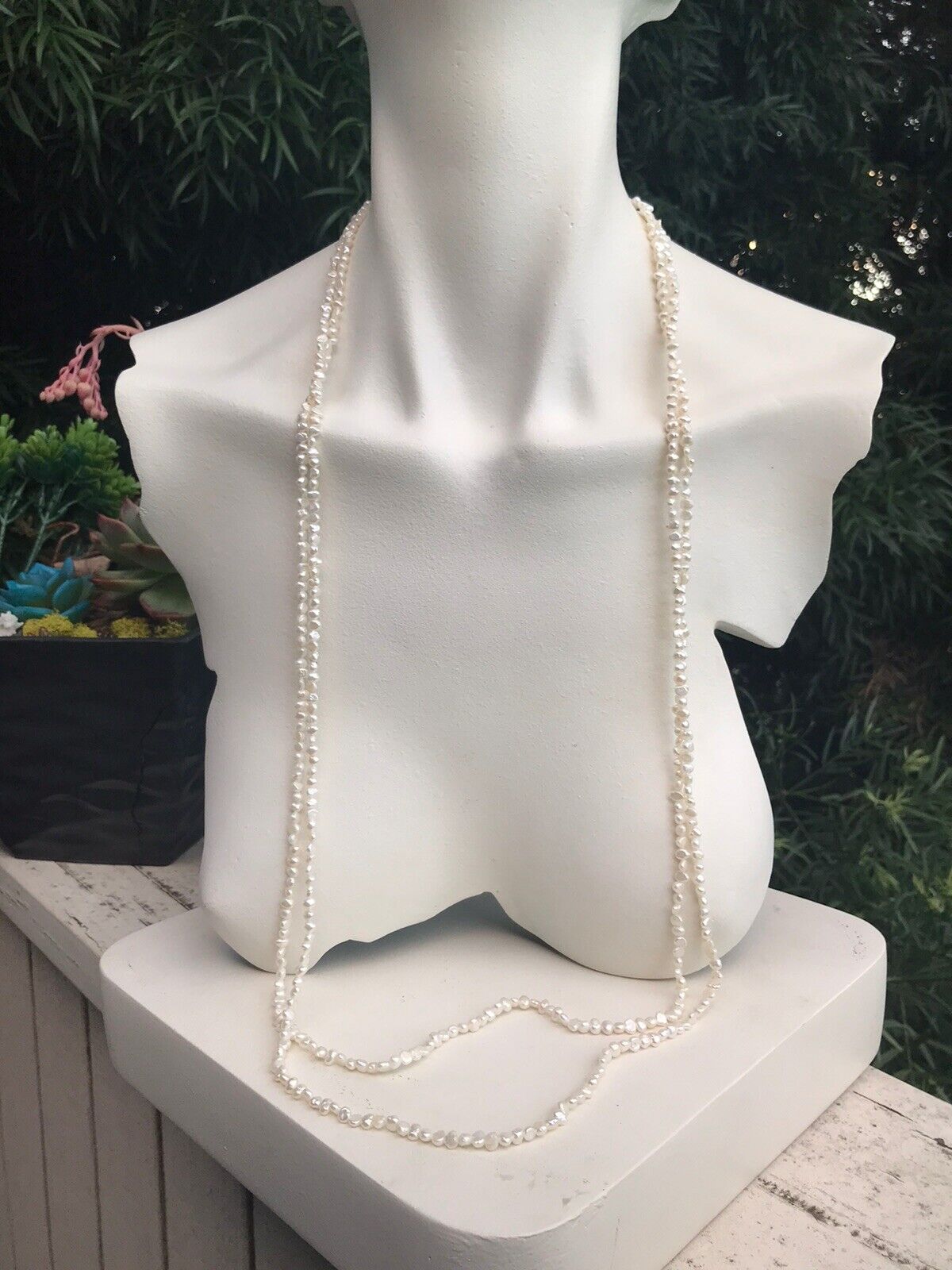 Vintage Genuine Cultured White Pearls Two Long St… - image 5