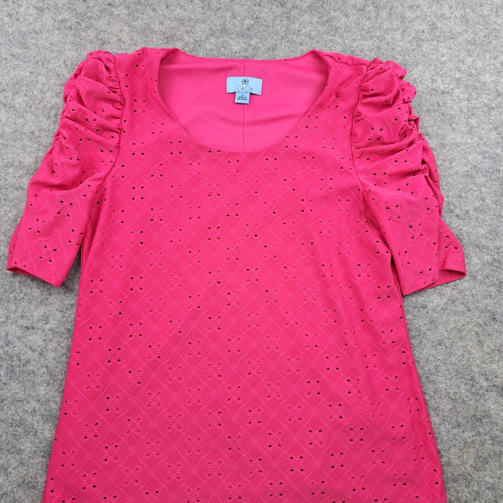 CeCe Shirt Womens Small Pink Puff Sleeve Stretch … - image 3