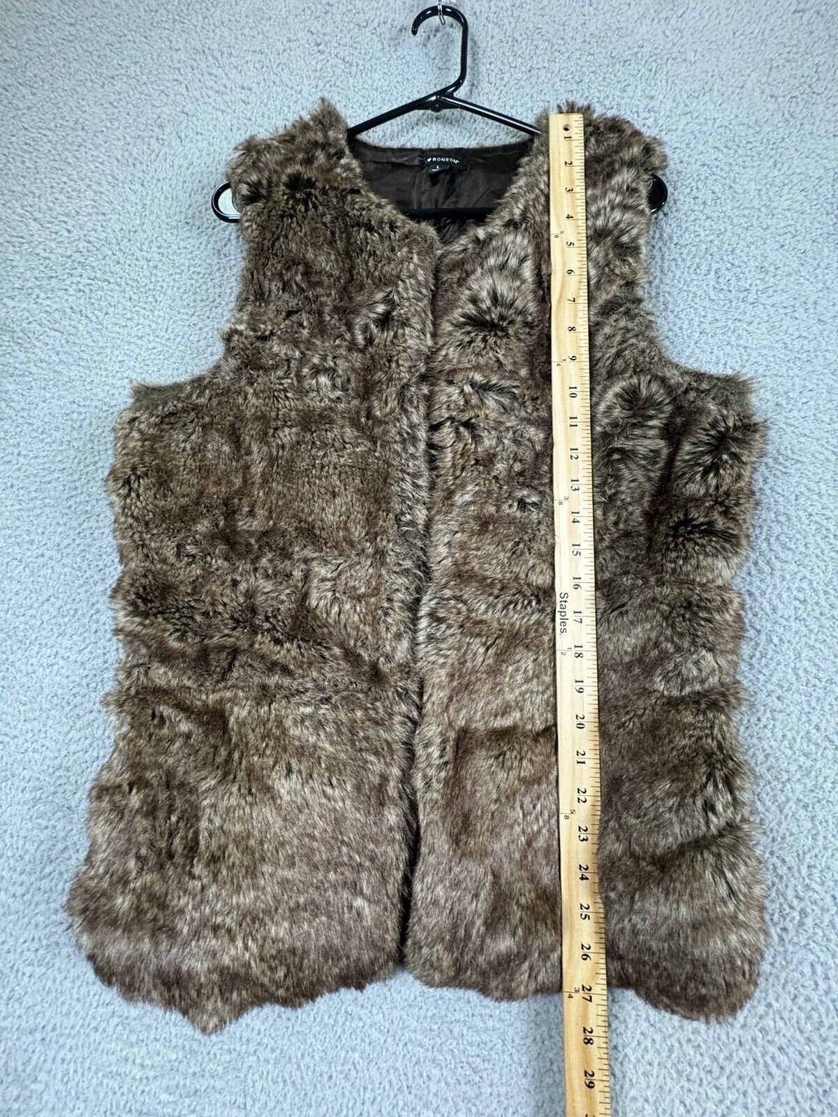 I Love Robson Vest Womens Large Brown Faux Fur Li… - image 4