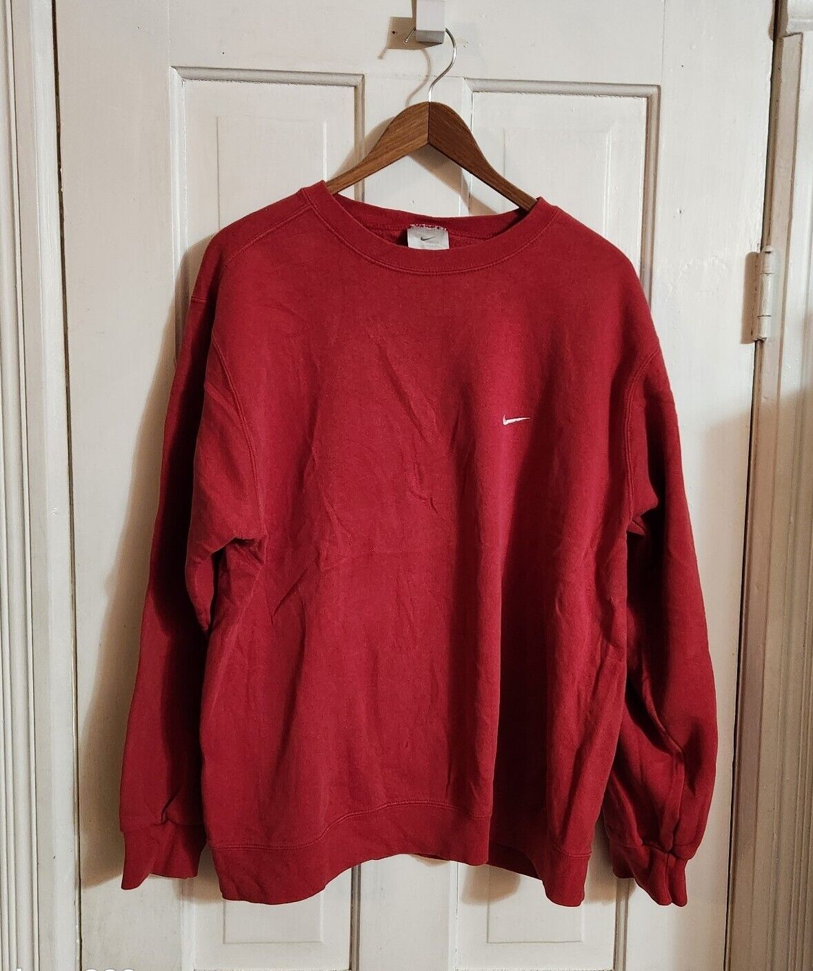 Vtg Y2K Nike Crewneck Red Pullover Sweatshirt Sz … - image 1