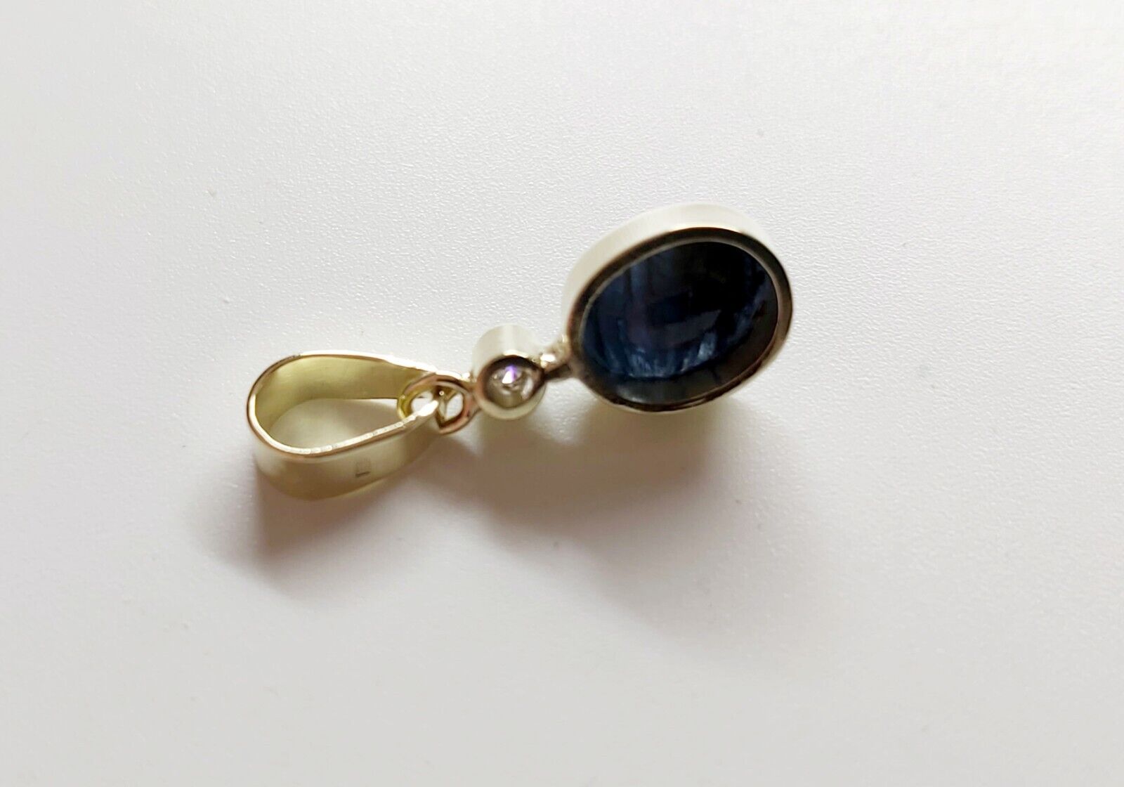 Solid 14K Yellow Gold Natural Dark Blue Sapphire … - image 10