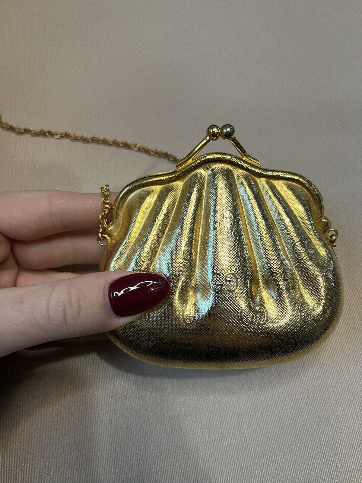 Gucci Rare Gold Metal GG Monogram Evening Bag Min… - image 7