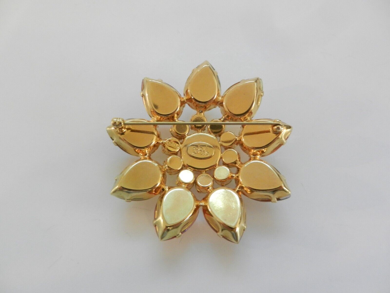 Joan Rivers Autumn Colors AB Flower Brooch Orange… - image 2