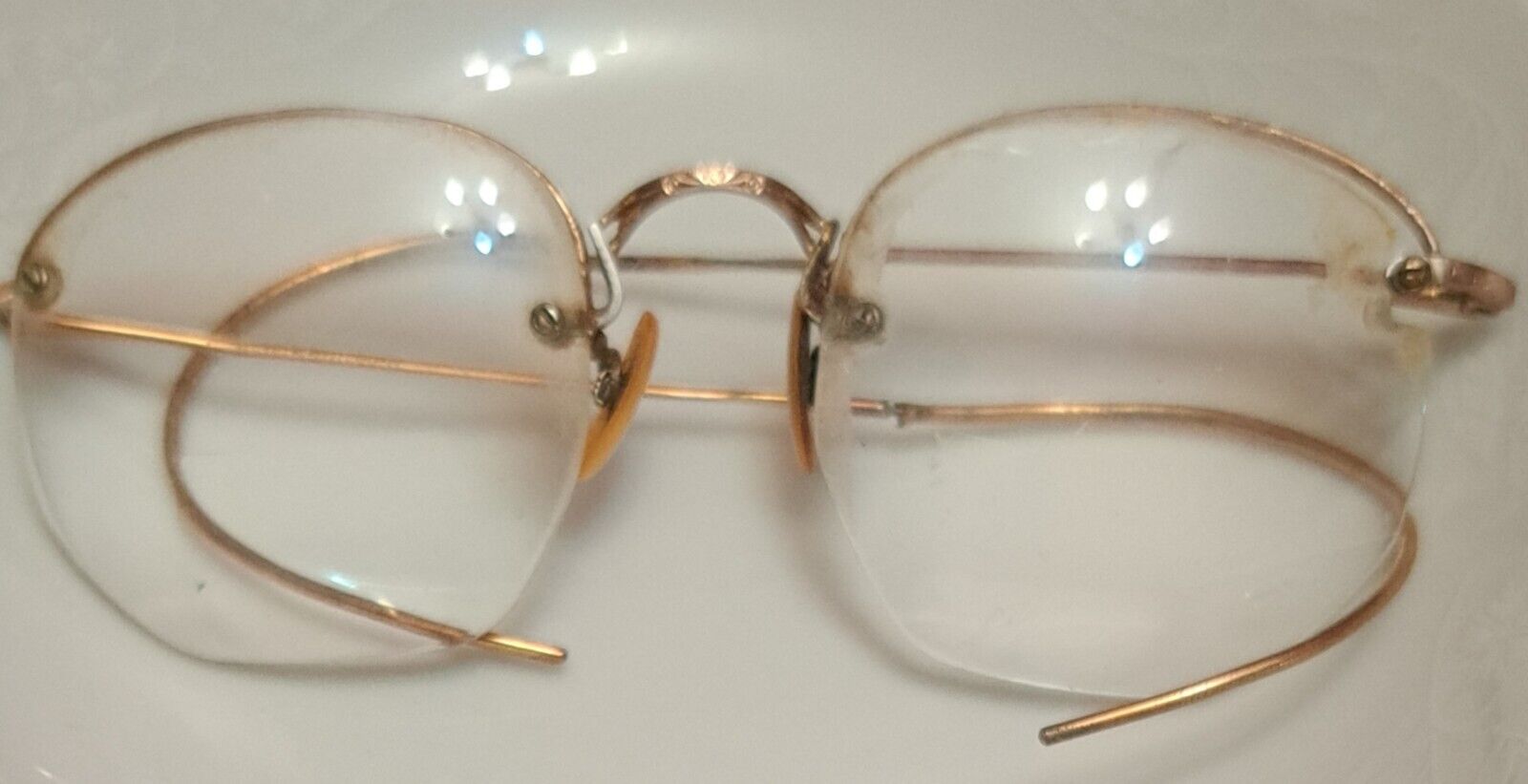 VINTAGE EYE GLASSES RIMLESS FRAMES ANTIQUE  OPTIC… - image 3